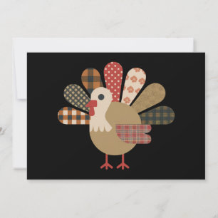 Fall Patchwork QuiltedTurkey Thanksgiving Holiday Card