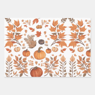 Fall pattern design wrapping paper sheet