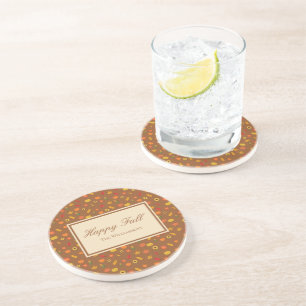 Fall Pattern Family Last Name Brown Coaster