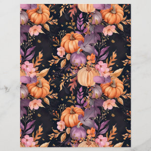 Fall Pattern Leaves and Pumpkins 