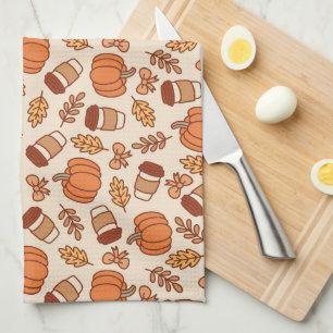 Fall Pattern Seamless Coffee Pumpkin Kitchen Towel