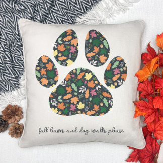 Fall Paw Print Throw Pillow For A Dog Lover
