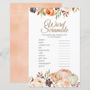 Fall Peach Pumpkin Rustic Word Scramble
