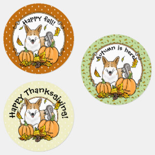 Fall Pembroke Welsh Corgi (red 1) Pumpkins Cute
