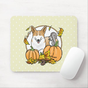 Fall Pembroke Welsh Corgi (red 1) Pumpkins Cute Mouse Pad