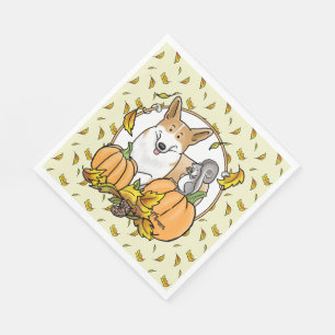 Fall Pembroke Welsh Corgi (red 1) Pumpkins Cute Napkin
