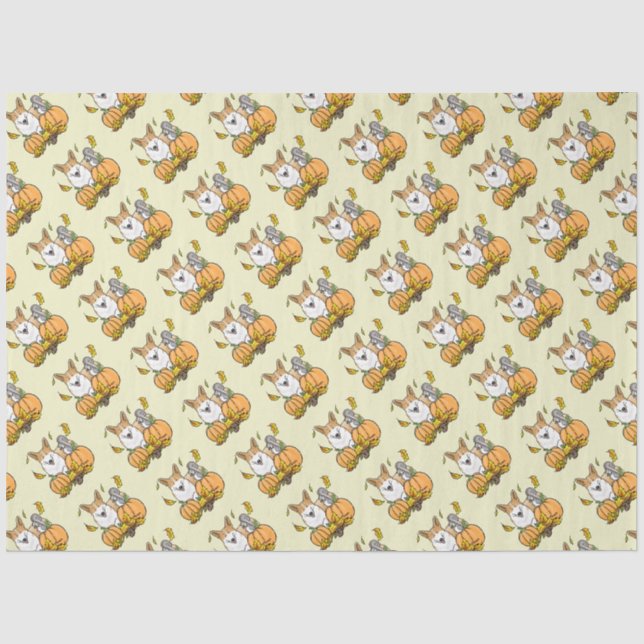 Fall Pembroke Welsh Corgi (red 1) Pumpkins Cute Tissue Paper (Front)