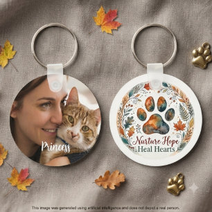 Fall Pet Lover Gift Autumn Paw Print Keychain