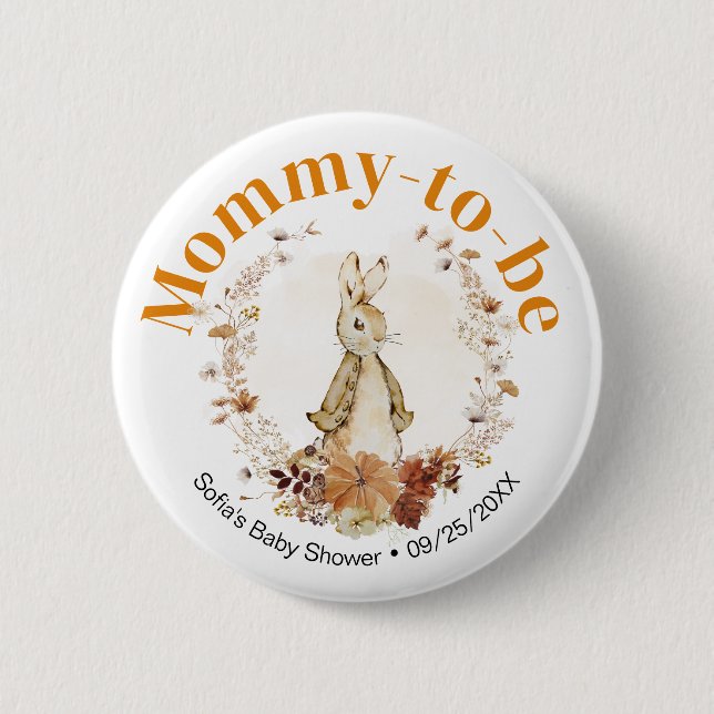 Fall Peter Rabbit Neutral Baby Mommy to Be Button (Front)