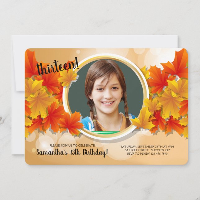 Fall Photo Birthday Invitation (Front)