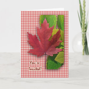 Fall Picnic Invitation Red Maple Leaf