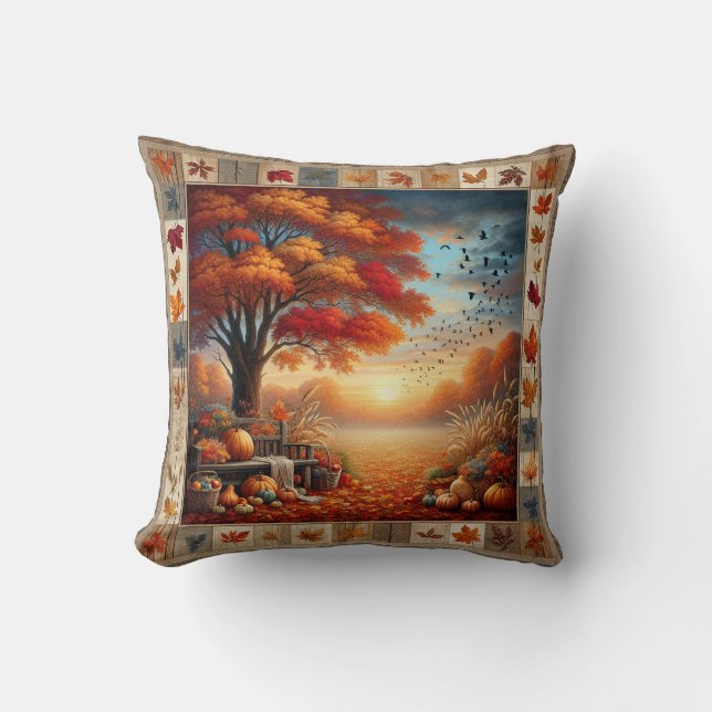 Fall Pillow - "Blessed are the leaves that let go" (Front)