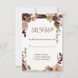 Fall Pine cone Wedding RSVP Card