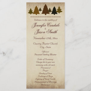 Fall Pine Trees Autumn Wedding Programs