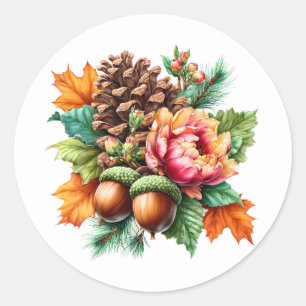 Fall Pinecone Classic Round Sticker