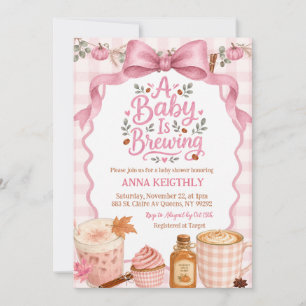 Fall Pink Coffee A Baby is Brewing Baby Shower Invitation