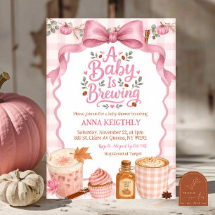  Fall Pink Coffee A Baby is Brewing Baby Shower Invitation