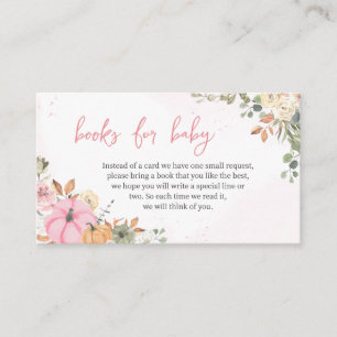 Fall Pink Pumpkin Baby Shower Books for Baby  Enclosure Card