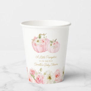 Fall Pink Pumpkin Baby Shower Party Paper Cups