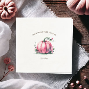 Fall Pink Pumpkin Baby Shower Personalized Napkin