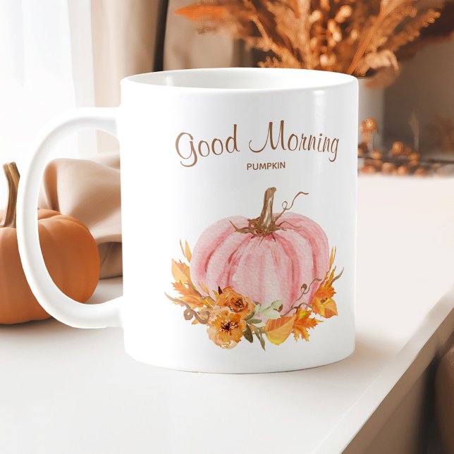 Fall Pink Pumpkin Coffee Mug (Fall Pink Pumpkin Coffee Mug with your own text)