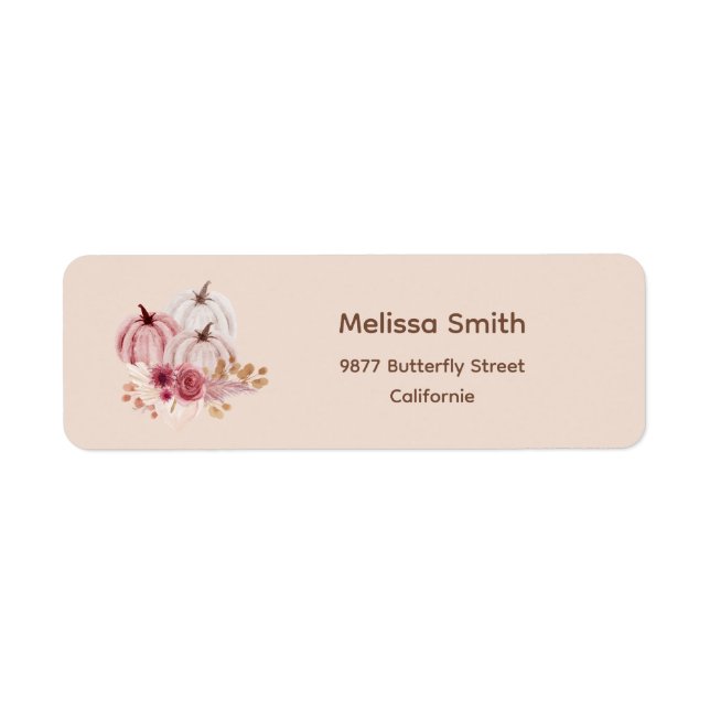 Fall Pink Pumpkin Return Address  (Devant)