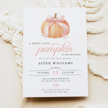 Fall Pink Ribbon Pumpkin Baby Shower