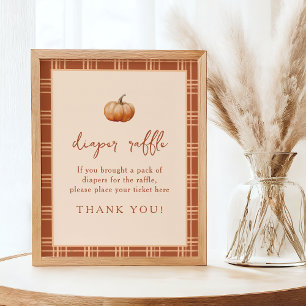Fall Plaid A Little Pumpkin Baby Diaper Raffle Poster