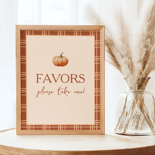 Fall Plaid A Little Pumpkin Baby Shower Favour Sig Poster