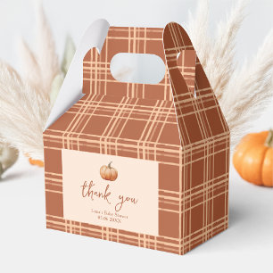 Fall Plaid A Little Pumpkin Baby Shower Gable Favor Box