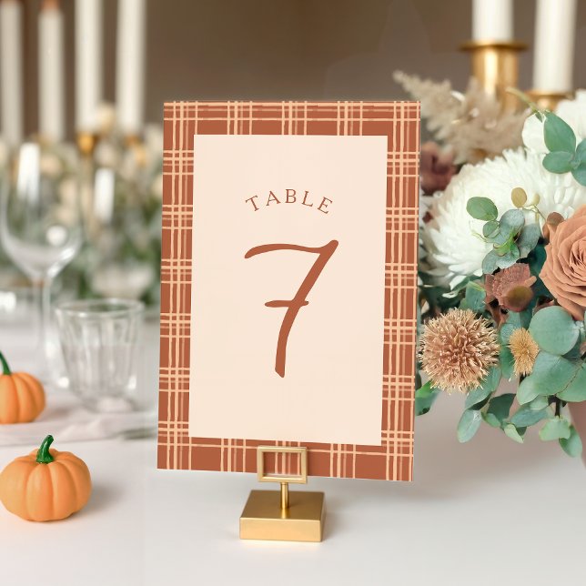 Fall Plaid A Little Pumpkin Baby Shower Table Number (Creator Uploaded)