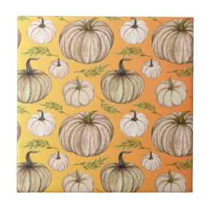 Fall plaid chequered autumn Thanksgiving Tile
