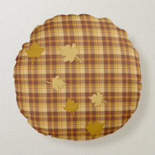 Fall Plaid Collection, Leaves Rnd Accent Pillow