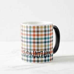 Fall Plaid Custom Name Designer Colours Magic Mug