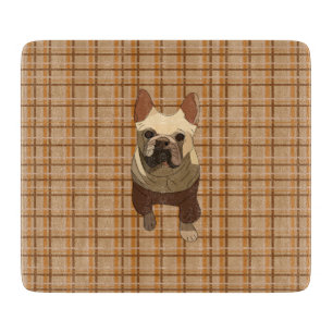 Fall Plaid French Bulldog Cutting Board
