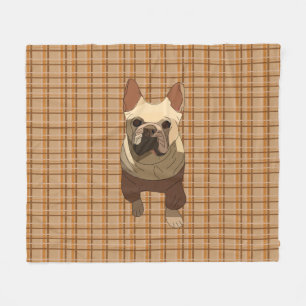 Fall Plaid French Bulldog Fleece Blanket
