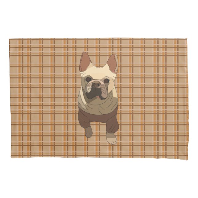 Fall Plaid French Bulldog Pillowcase (Front)
