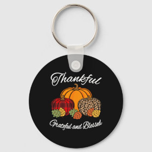 Fall Plaid Leopard Pumpkin Autumn Thanksgiving Ble Keychain