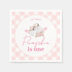 Fall Plaid Our Little Pumpkin 1st Birthday Napkin