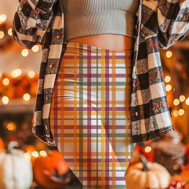 Fall Plaid Pattern Cozy Autumn Leggings (Creator Uploaded)