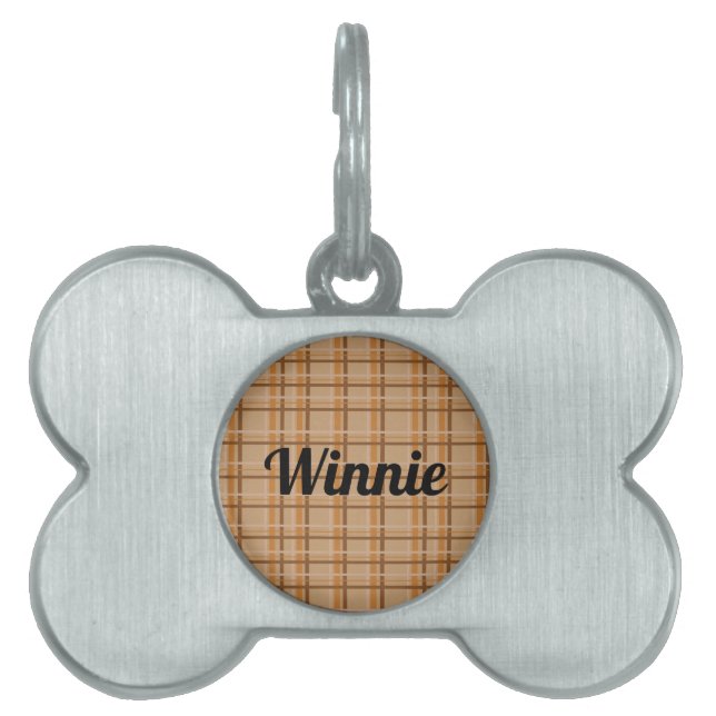 Fall Plaid Pet ID Tag (Front)