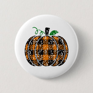 Fall Plaid Pumpkin 2 Inch Round Button