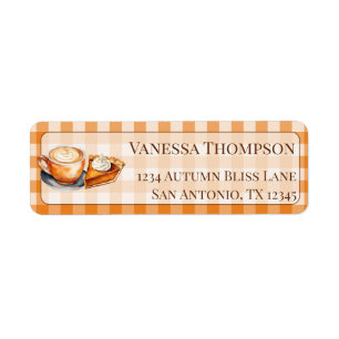 Fall Plaid Pumpkin Spice Latte Pie Return Address