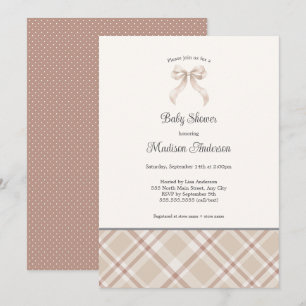 Fall Plaid Ribbon neutral gender baby shower Invitation