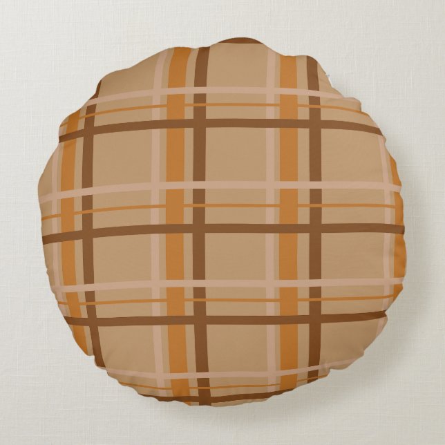 Fall Plaid Round Pillow (Back)