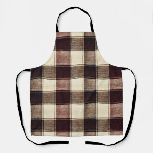 Fall Plaid Walnut Brown And Cranberry Cream Apron