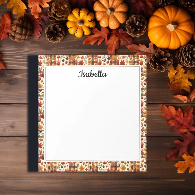 Fall Plaids, Acorns, Maple Tree Leaves Colourful Notepad (Creator Uploaded)