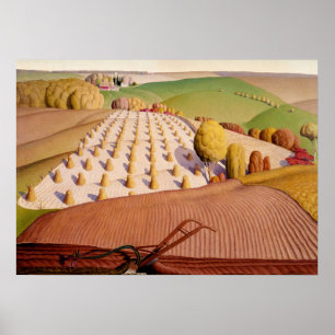 Fall Plowing, 1931 by Grant Wood Poster