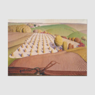 Fall Plowing, 1931 by Grant Wood Tissue Paper