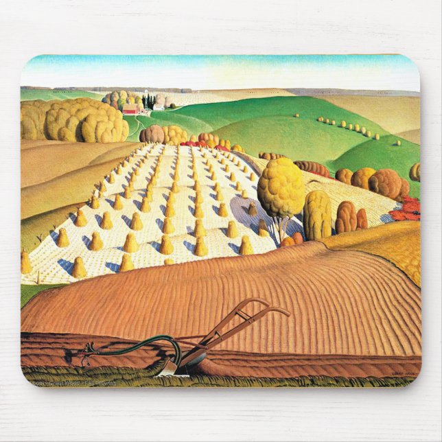 Fall Plowing, fine art American painting Mouse Pad (Front)